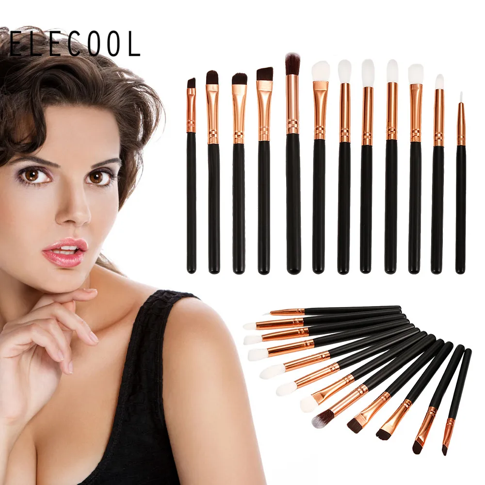 

ELECOOL 12pcs Soft Brushes Makeup Eye Highlight Brushes Eye Shadow Set Cosmetic Plastic Handle Brushes Pinceaux Maquillage