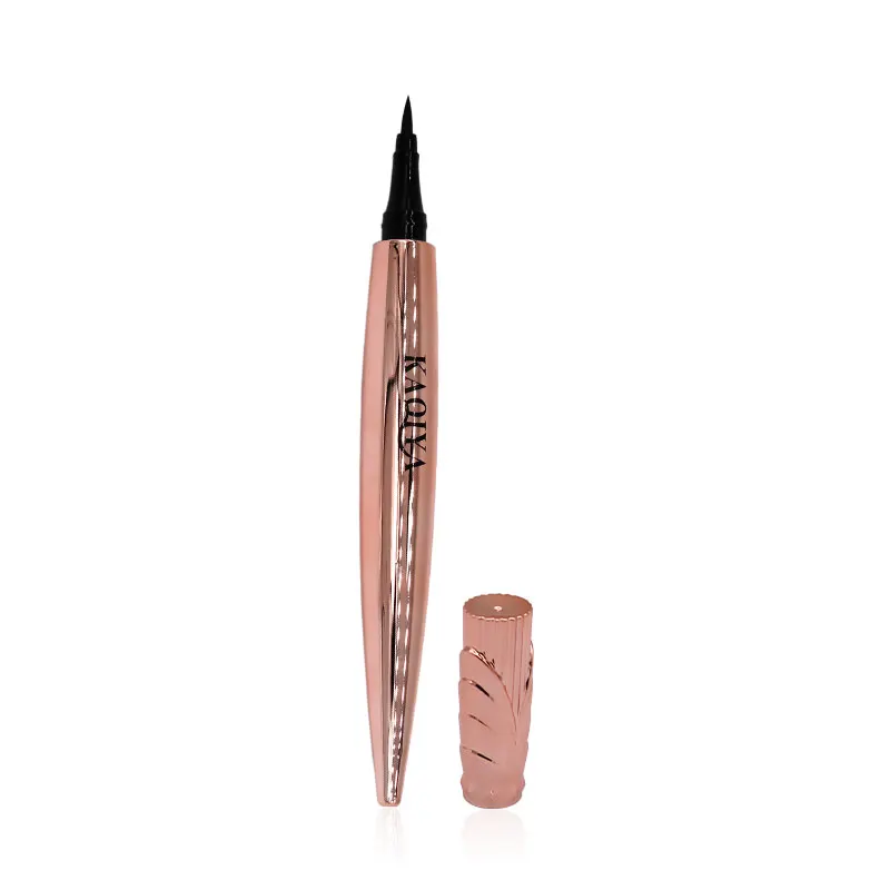 KAQIYA Gold Tube Unique Packaging Waterproof Smudge-Proof Long Lasting Liquid Eye Liner Pen Black Eyeliner Pen Smooth Makeup