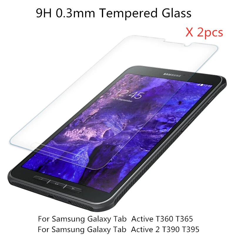 2 Pezzi 0.3Mm 9H Vetro Temperato Protettivo Per Samsung Galaxy Tab Active T360 T365 Active 2 T395 T390 Pellicola Protettiva