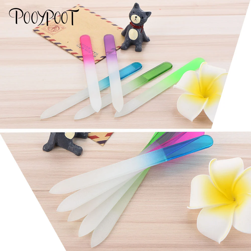 

Pooypoot 1Pcs Nail File Crystal Glass Durable Sanding File Buffer for Nail Polish Purple Blue Buffing Polishing Manicure Tools