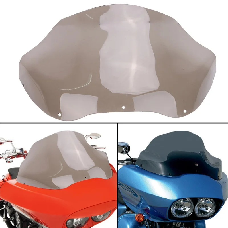

2 Style Dark Smoke / Clear 13" Wave Risen Windshield Windscreen Bracket PVC Plastic For Harley Road Glide FLTR 1998 - 2013 C/5