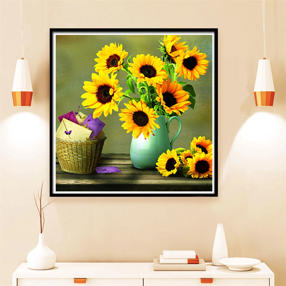 

SaShiKo Sunflower Diamond Painting Embroidery Flower Square Picture Diamond Mosaic of Rhinestone Diamond Home DIY Decor