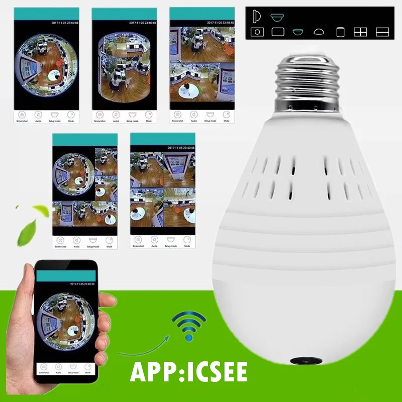 60pcs-wholesale-panoramic-bulb-vr-360-degree-fisheye-wholesale-HD-960P-Wireless-IP-Camera-Wifi-Home