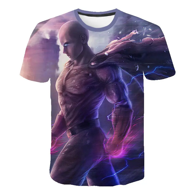 Мужская футболка с объемным рисунком летняя толстовка капюшоном аниме ONE PUNCH MAN