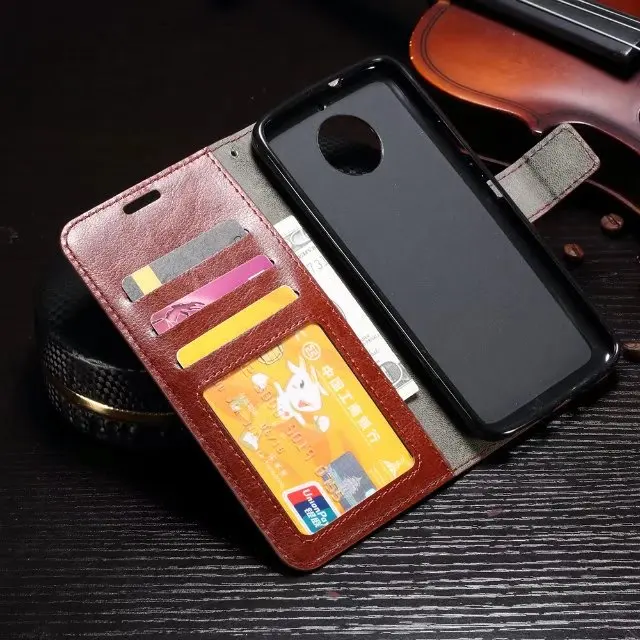 30 шт./лот Crazy Horse искусственная кожа Стенд чехол с карт памяти для Motorola Moto G5s/мото G5s плюс