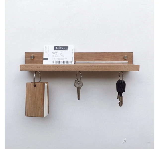Floating Wall Mounted Storage Shelf Magnetic Key Rack Natural Floating Wall Mounted Storage Shelf Magnetic Key Rack Natural Walnut Wood Hook Hanger