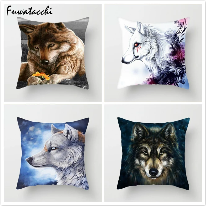 

Fuwatacchi Animal Printed Cushion Cover Wolf Series Throw Pillow Cover for Home Sofa Chair Decorative Pillows 45*45cm