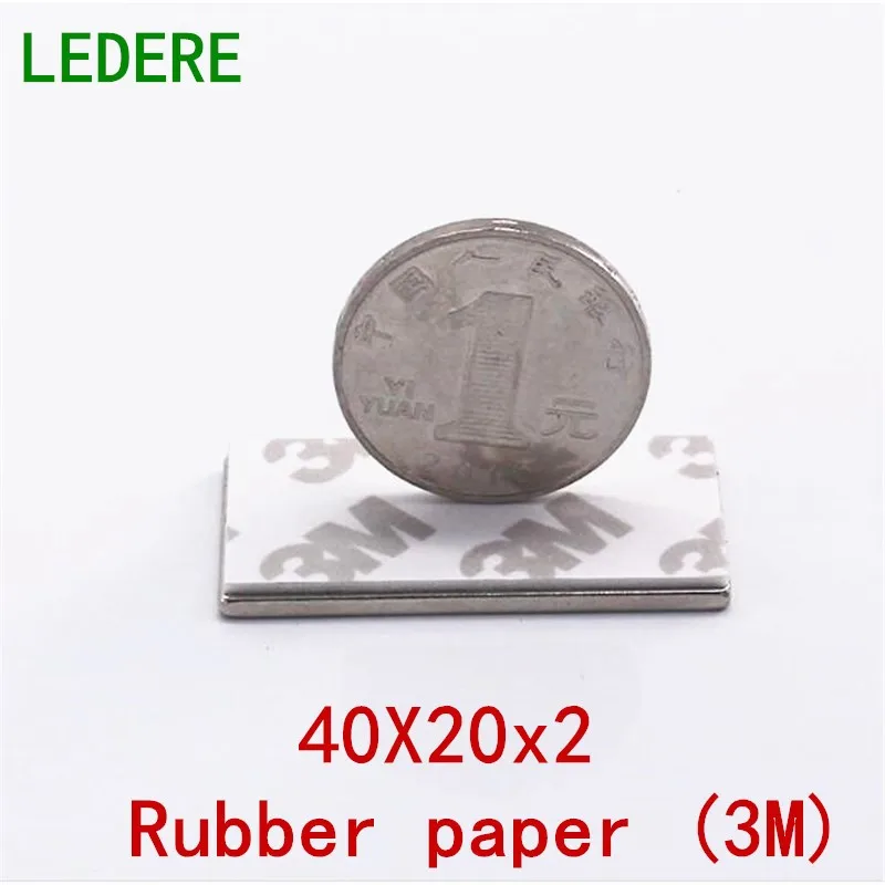 LEDERE 5/10 шт. магнит 40x20x2 с 3 м неодимовым магнитом кубовидный Блок редкоземельный мм