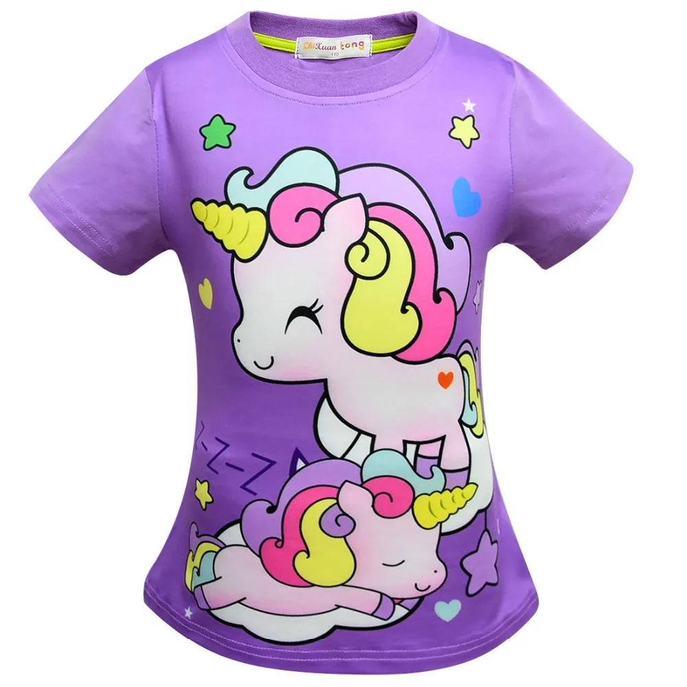 Camisa Infantil/футболка с единорогом; Femme; детская одежда для дня рождения; Camiseta Unicornio; топы для малышей; летняя детская одежда