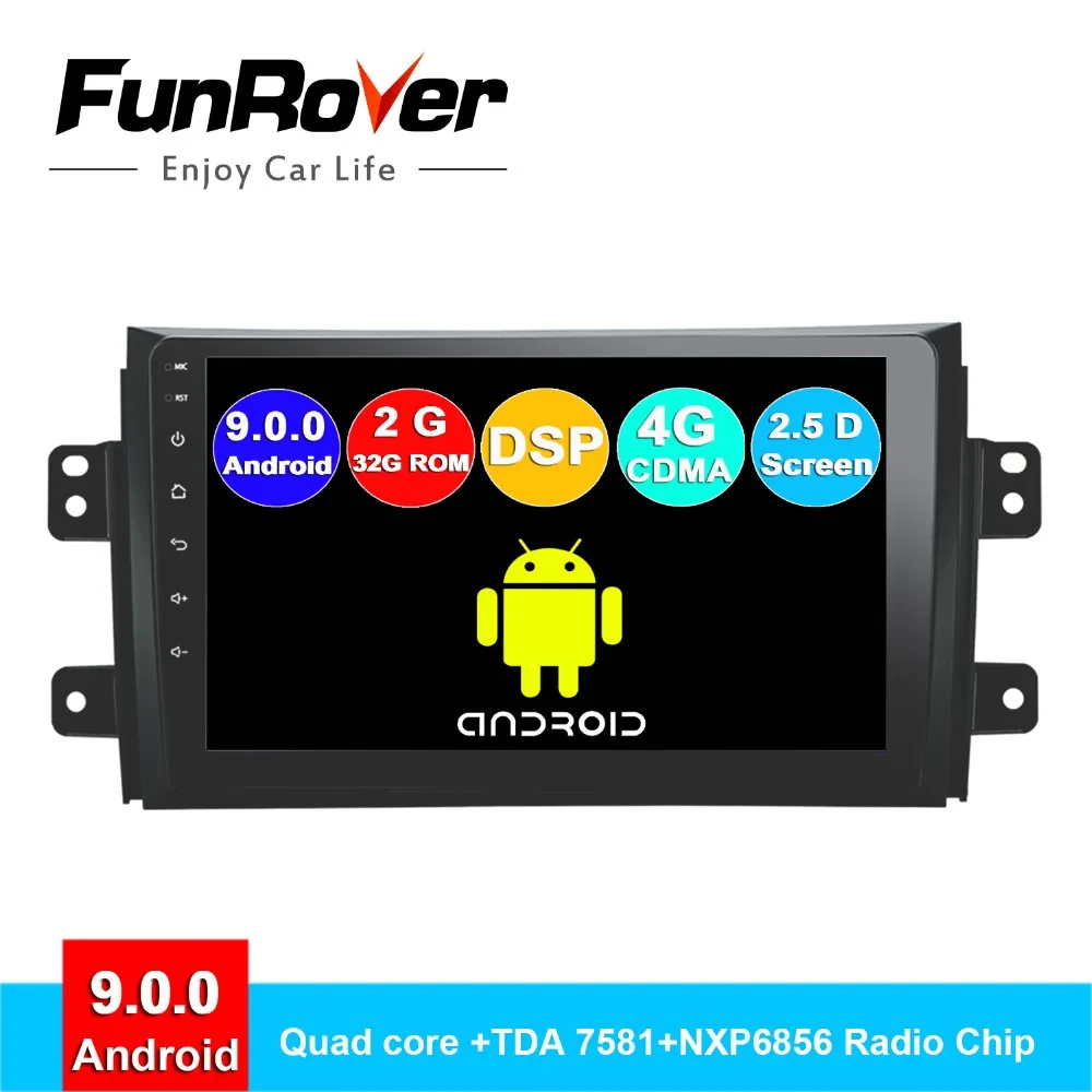 

FUNROVER 2G RAM 9" android 9.0 car dvd multimedia player navigation gps For Suzuki SX4 2006-2013 2 din car radio vedio audio DSP