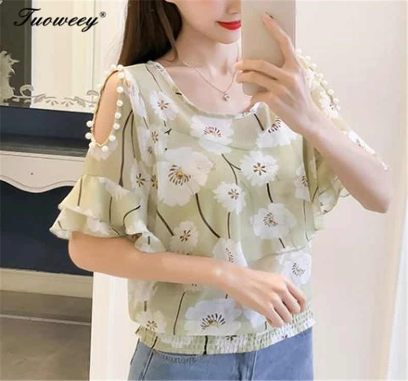 Summer Women Lace Blouse White Shirts 2019 Casual Short