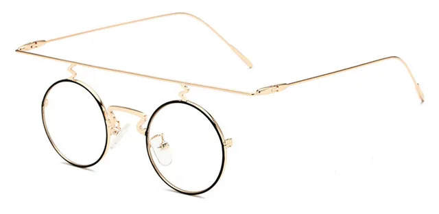 MINCL/17g ультралегкие женские круглые очки с металлической оправой, ретро панк мужские Оптические очки, модные очки для чтения, оправа NX - Цвет оправы: gold black
