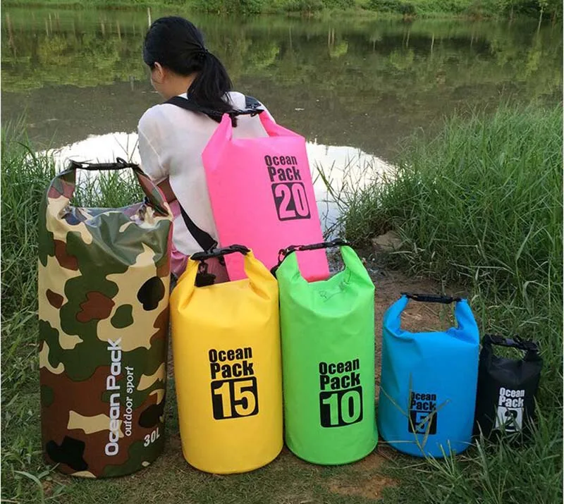 ПВХ Водонепроницаемый сухой мешок 5L 10L 20L 30L Открытый Дайвинг складная сумка для хранения Мужская Женская пляжная сумка для плавания рафтинг река океан рюкзак