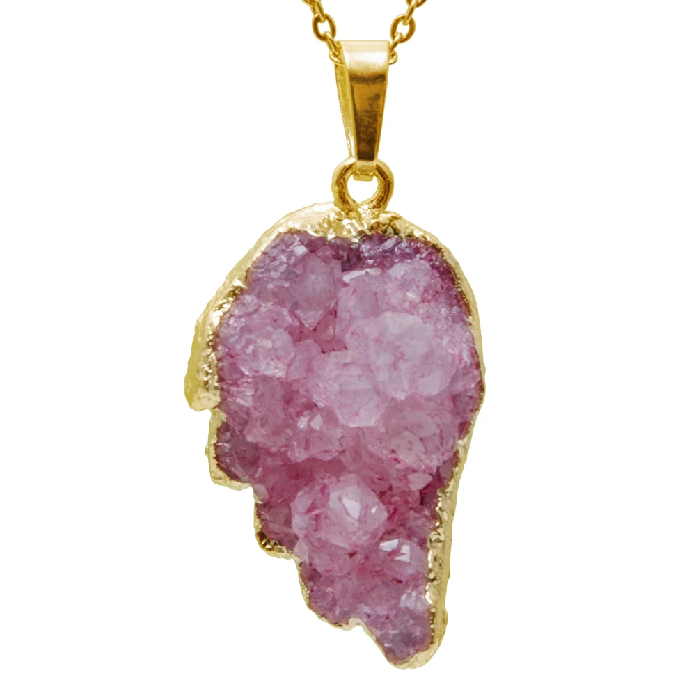 

1pcs Druzy Leaf Shape Pendant Natural Agates Geode Quartz Geode Cut Necklace Crystal Stone Pendant Natural Drusy Stone