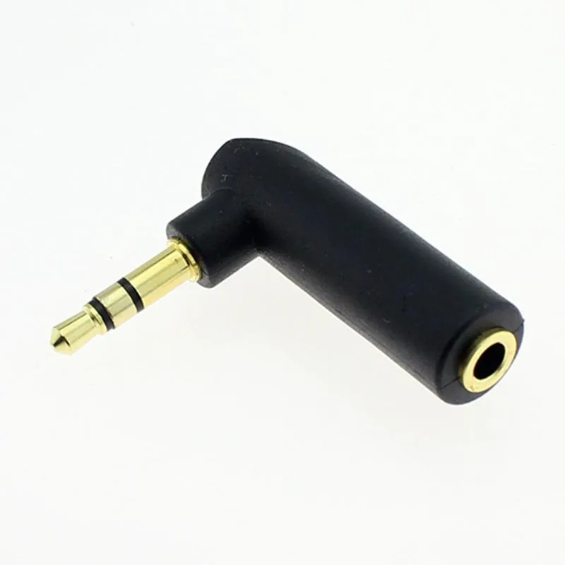 100pcs Jack 3 5mm Headset Audio Connector Male Turn Female Adapter Headphone Plug Right Angle 90 Degree Elbow L type Gold plated