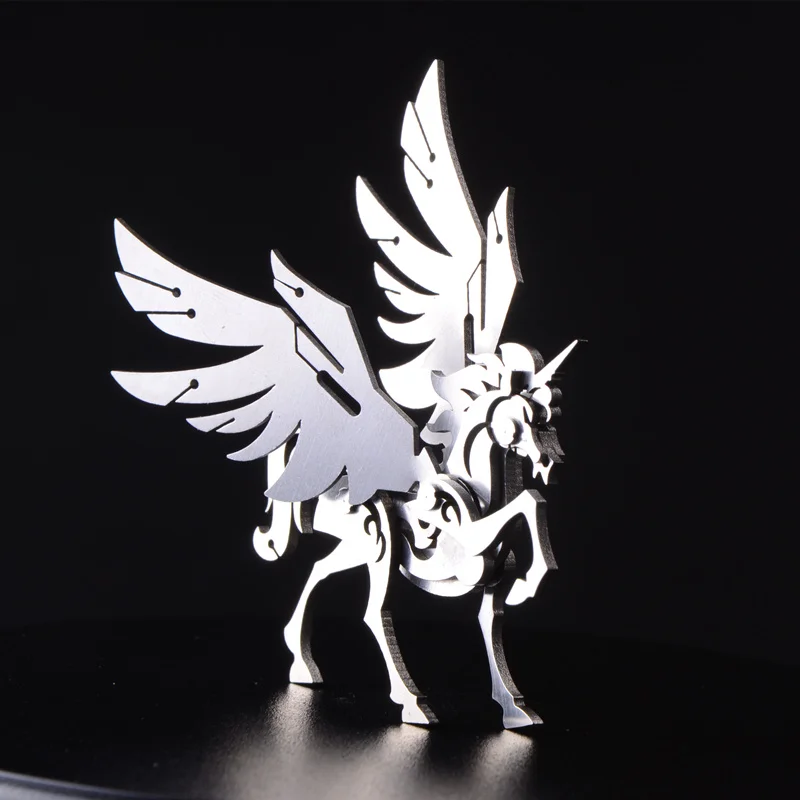 3D металлическая головоломка Единорог ручная работа серебро коллекция сборки модель Бесплатный клей подарок на день рождения для детей, для ребенка, обучающие игрушки