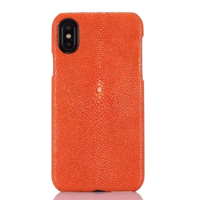Оранжевый 5 цветов для iPhone x 5.8 ''чистый натуральный жемчуг рыбьей кожи задняя крышка натуральная кожи ската телефон чехол для iPhone X - Цвет: Оранжевый