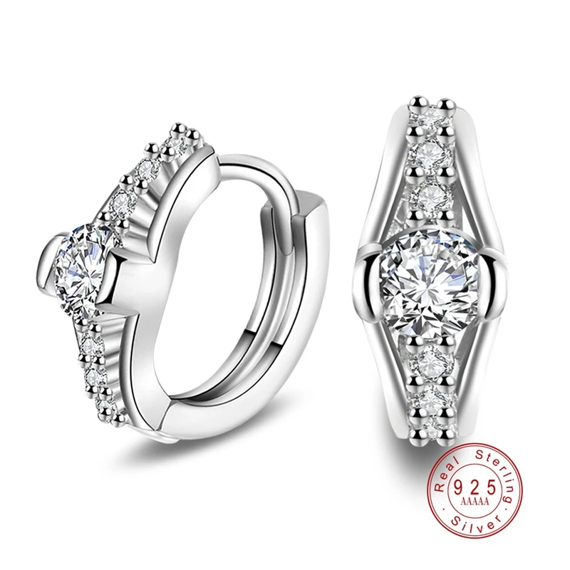 

2019 Hot Sale Real 925 Sterling Silver Dazzling CZ Stud Earrings For Women Wedding Engagement Brand S925 Silver Jewelry Gift