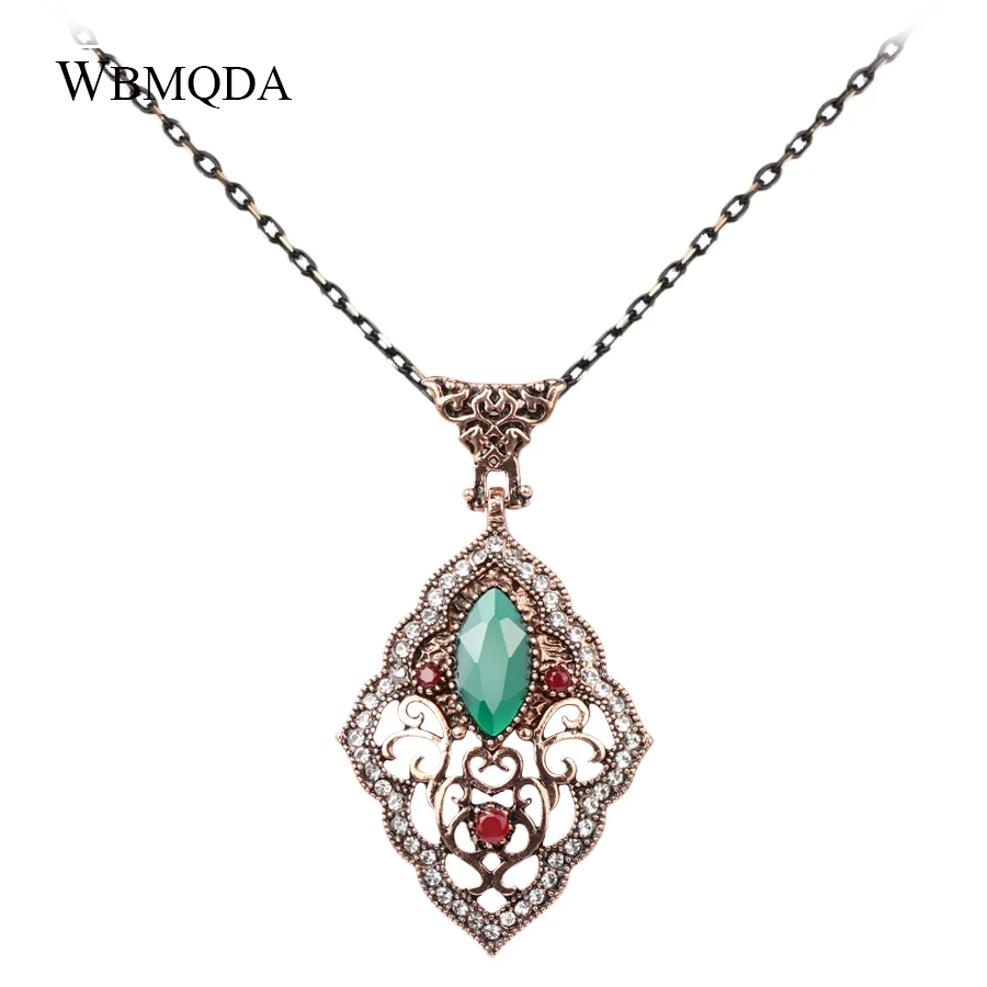 

Wbmqda Boho Vintage Necklaces & Pendants Crystal Antique Gold Hollow Flower Jewelry For Women Bridesmaid Gift Free Shipping