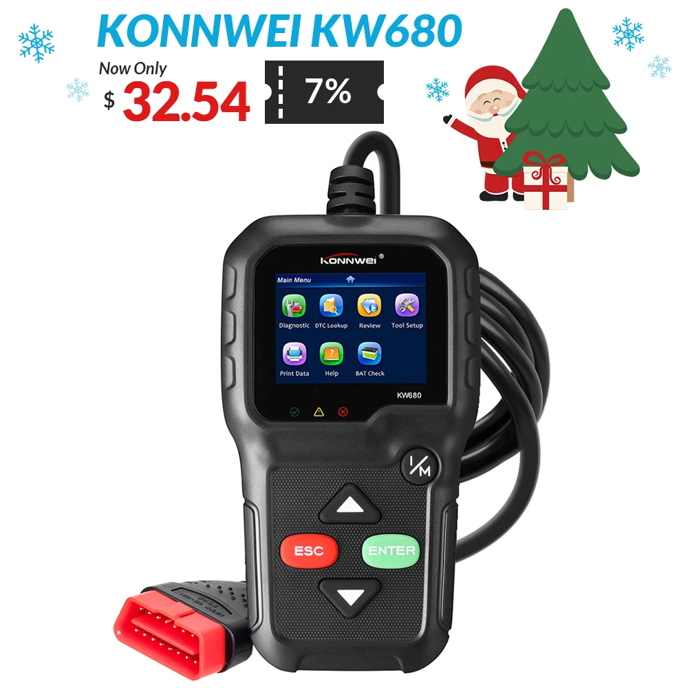 

KONNWEI KW680 Car Diagnostic Tool Full OBD2 Function Multi-language OBD 2 Auto code Reader Automotive Scanner PK AD410 ML519