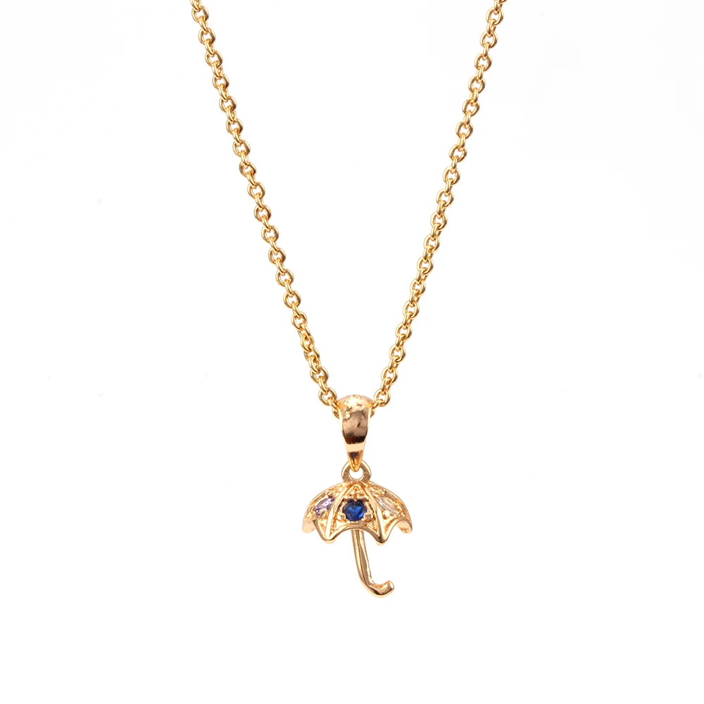 Золотистое милое ожерелье с подвеской в виде зонта для женщин Bijoux Femme модное