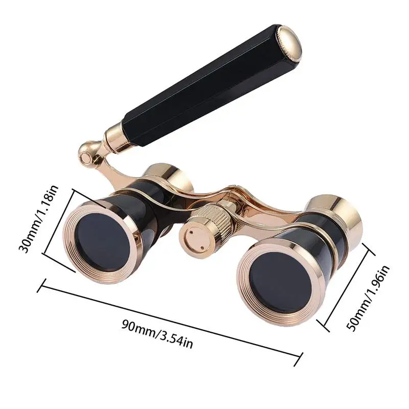 3X25 Бинокль Классический складной опера очки бинокль металлический корпус позолоченная ручка театральный телескоп Ретро дизайн женский подарок - Цвет: Black
