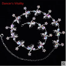 Бриллиантовая Камелия, женское платье, пояс, цепочка, для танцев, серебро, цветок, лиса, сердце, дизайн