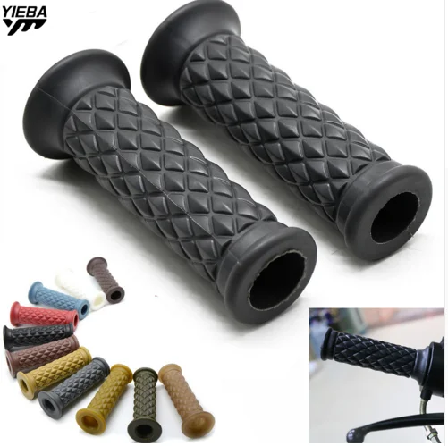 22MM Vintage Motorcycle Hand Grips Retro Handle Rubber Bar Gel Grip FOR KAWASAKI KDX125SR KDX250SR KFX450R KX250 R62M R62M Z1000
