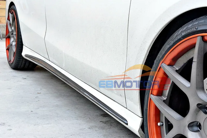 REAL CARBON FIBER SIDE SKIRTS TRIMS FOR MERCEDES BENZ W117 CLA AMG Sport 14-16