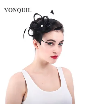 

New Black Elegant Women Hair Fascinator Hair Clip Wedding Church Ascot Fashion Decor Headwear Hair Clips accessories SYF345
