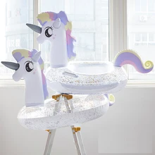 Детский надувной поплавок с изображением единорога из мультфильма для малышей, круг для плавания, уплотненный круг из ПВХ, аксессуары для бассейна для детей