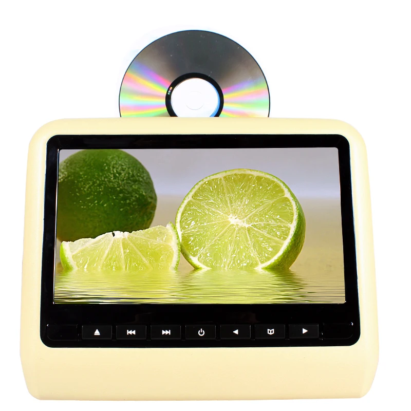 

9 inch TFT LED Screen Headrest monitor Car DVD Player & Game DVD USB SD IR Transmitter Portable Headrest Monitor SH9808DVD Beige
