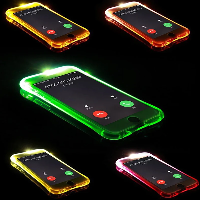 

For iPhone X XS MAX XR Incoming Call Flash Transparent 6 6S Plus With Light Shatter-resistant 7 8 Plus Soft Silicone Shell