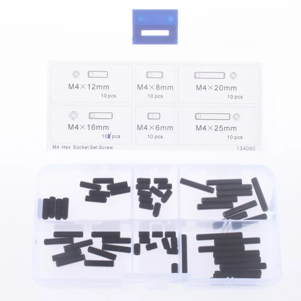 

M4 Hex Socket Set Screw Assortment Kit Qty 60pcs M4*6 8 12 16 20 25mm 134060