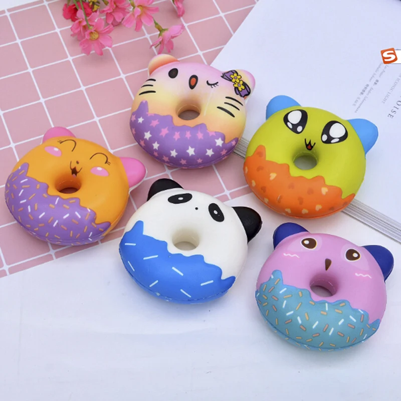 Кавайный пончик Jumbo Squishy медленно поднимающийся Розовый Единорог пончик сжимает забавную игрушку для детей антистресс сжимает игрушку для