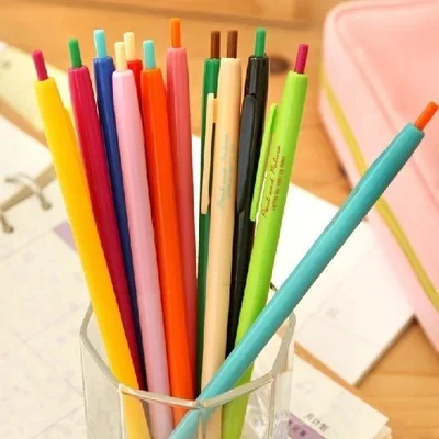 25pcs cartoon color gel pen marking stylus creative hexagon body 13 5cm longth free shipping 25pcs Fine color Gel pen press type cute 16cm longth Diy photo album free shipping