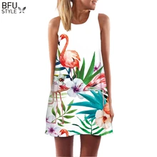 Vestido De verano 2020, vestido bohemio con estampado Floral para mujer, vestido informal De playa sin mangas De flamencos, vestido De gasa, Vestidos De Fiesta