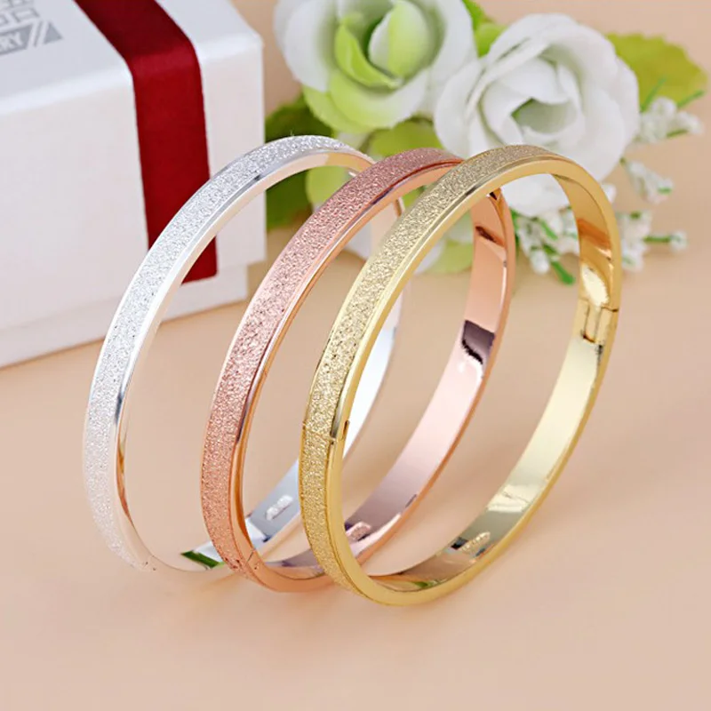 

New Luxury Dust Cuff Frosted Love Bracelets Bangles For Women Gift Brand Buckle Bracelet Jewelry