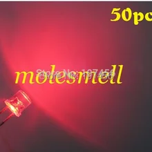 50 шт. 5 мм flat top Красный светодио дный(3000mcd) 5 мм прозрачный светодио дный 5 мм плоской головкой Красный светодио дный 5 мм Большой/широкоугольный красный светодио дный