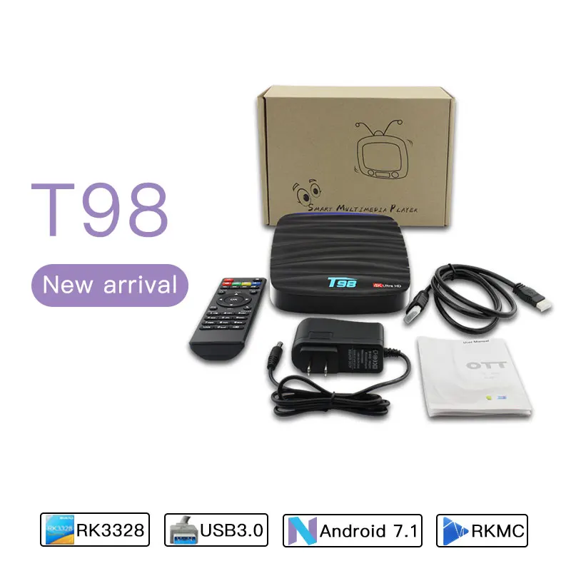 ТВ приставка EKSLEN T98 на Android 7 1 Мини с процессором Amlogic S905X + 8 Гб 2 16 поддержка DLNA 4 ГГц