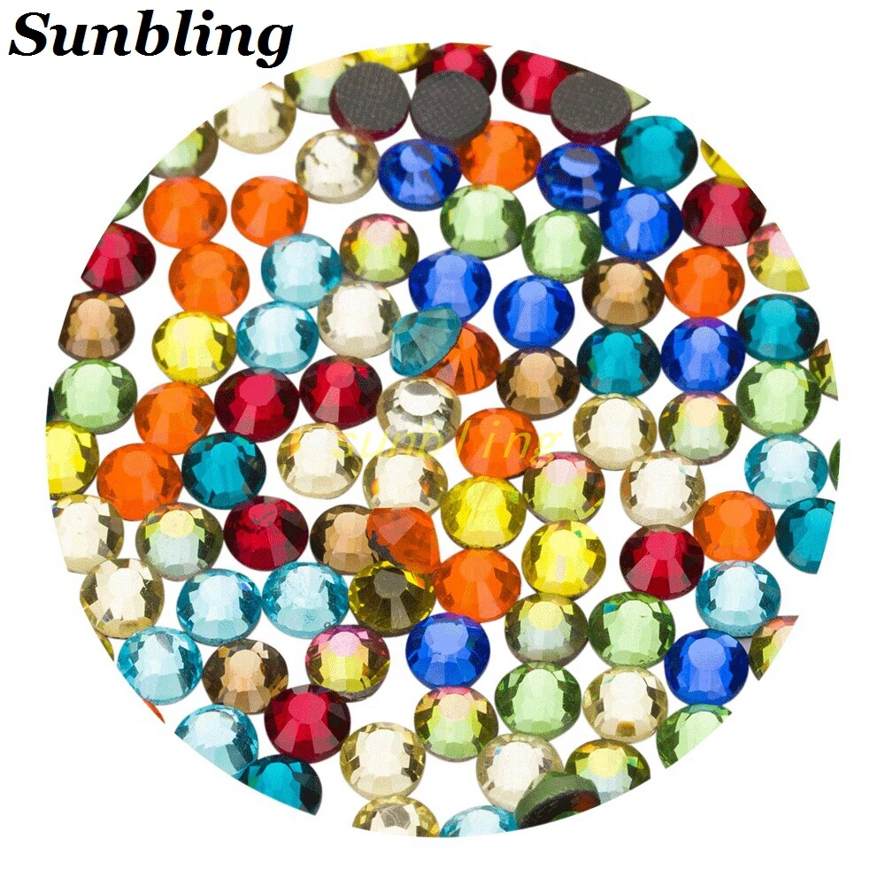 

Sunbling Hot Fix Rhinestone High Quality DMC Bright SS6 10 16 20 30 5 Mixed Size Iron On Crystal For Women Clothes Decoration