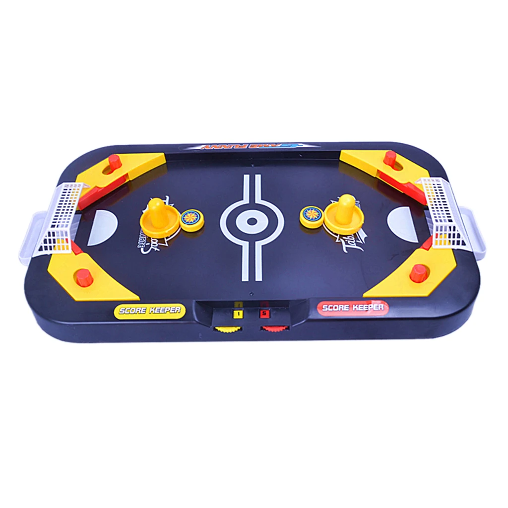 

2in 1 Unisex Desktop Puck Battle Kids Men Boys Girls Party Play Air Hockey Table Board Game Interactive Toy Christmas Gift Blue