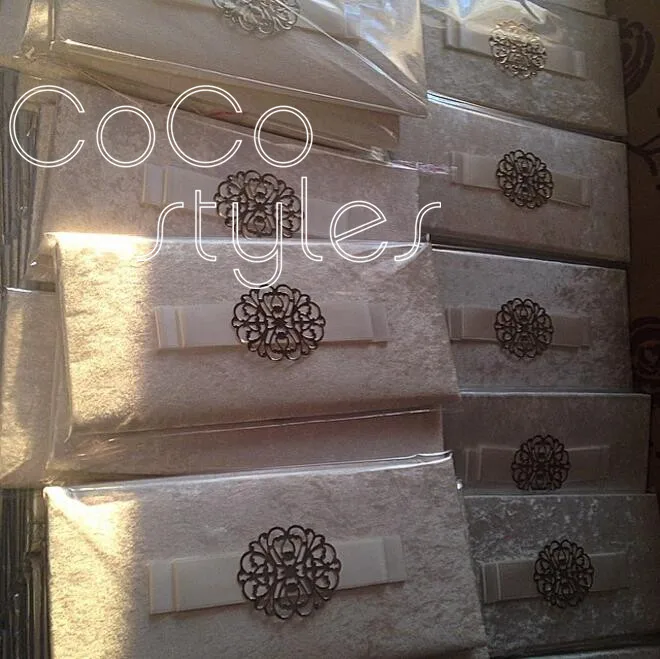  Cocostyles bespoke premium velvet folded foiling invitation card with laser cut logo and ribbon bow - 32867943419