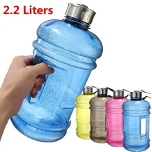 Tragbare 2.2L Großraum Wasserflaschen Outdoor Sports Gym Halbe Gallonen Fitnesstraining Camping Lauf Workout Kunststoff Wasser