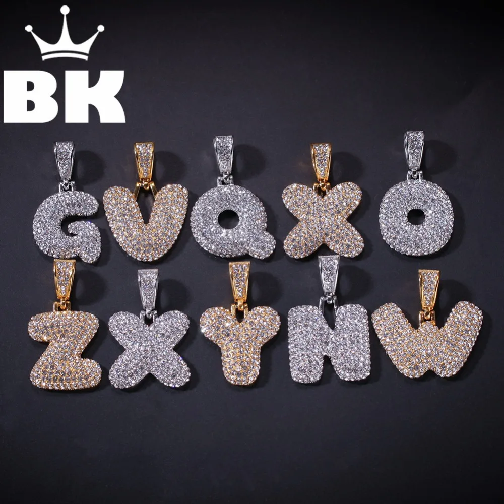 THE BLING KING Small Size Stainless Steel Initial letter Necklace Pendant For Men Women Iced Rhinestones Color | Украшения и