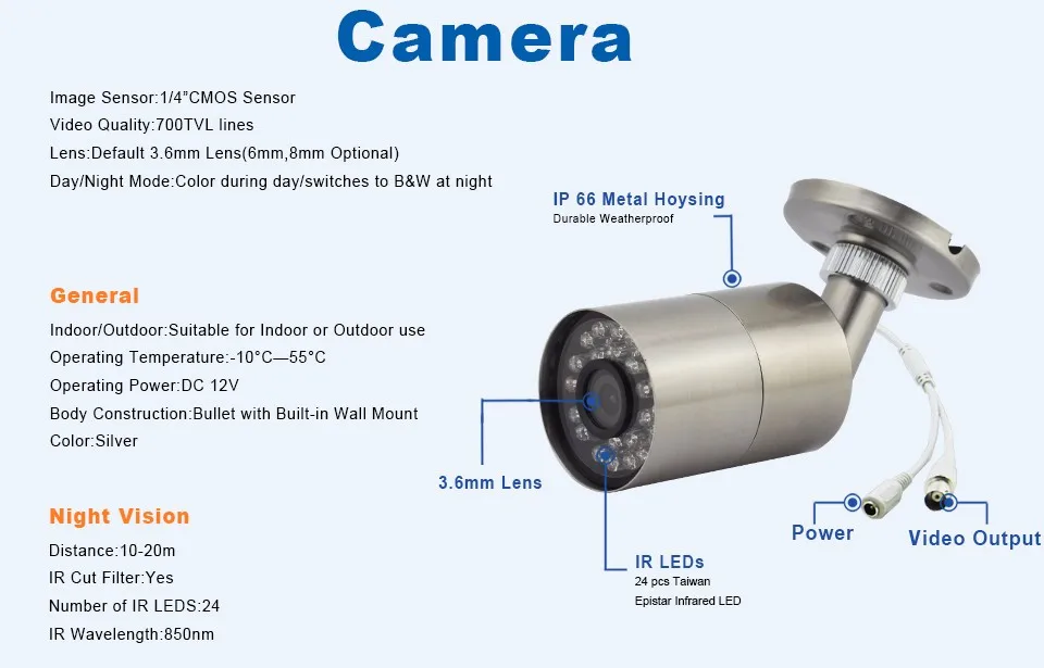 6-700TVL Analog Camera 60-C