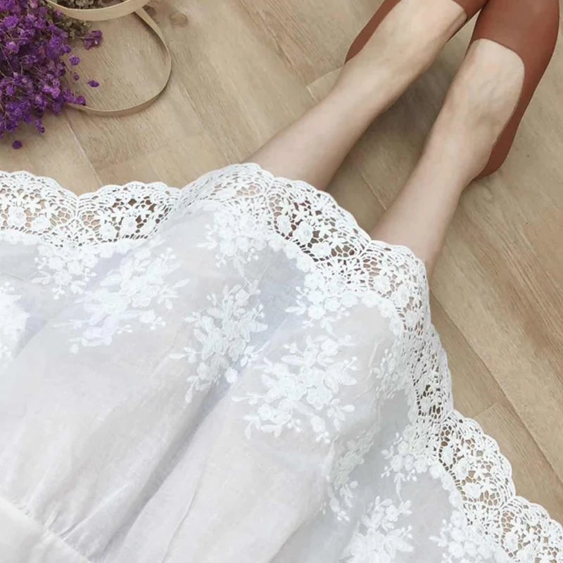 

Mori Girl Multi Layer Lace Cotton Skirt Women Fairy Lace Embroidery Elastic Waist Hollow Princess Underskirt Kawaii Skirt Z025