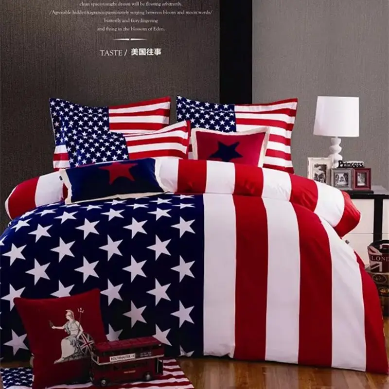 American And British Flag Bedding Set Cotton 4pcs Union Jack Duvet