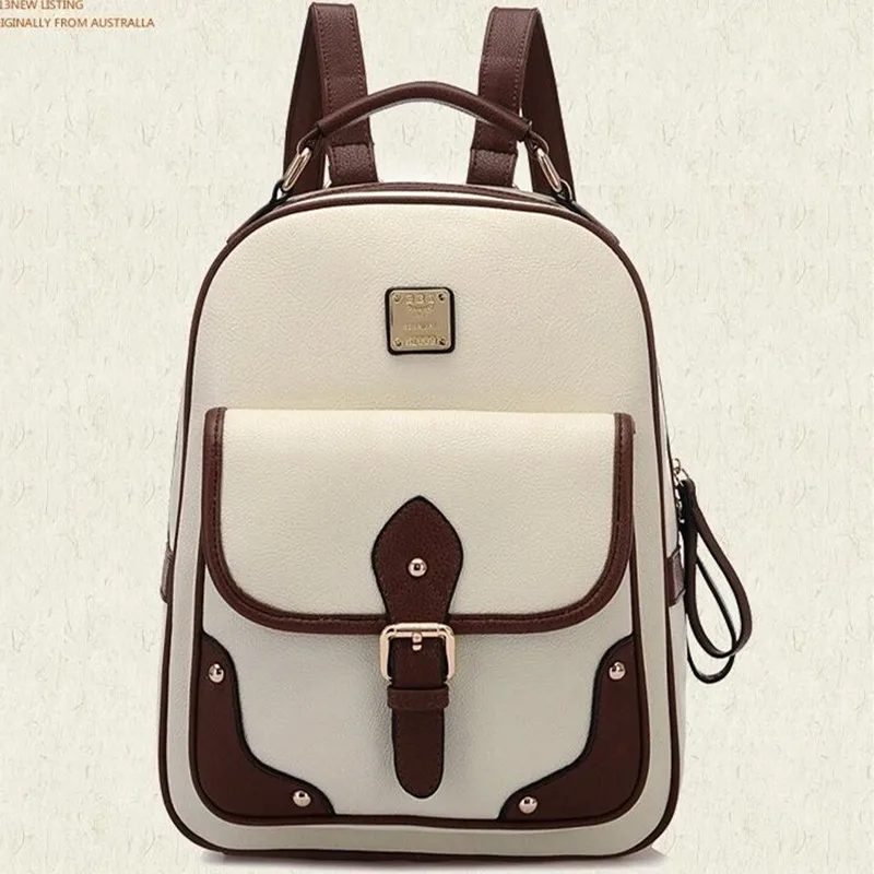 Retro Korean Style Women Leather Backpacks Teenager School Shoulder Bag Vintage Travel Backpack Black Brown Khaki
