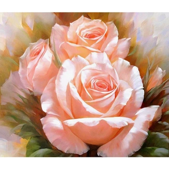 

Flower Handicrafts 5D DIY Diamond Painting Pink rose Cross Stitch Diamond Embroidery Mosaic Diamond pattern Home art decor